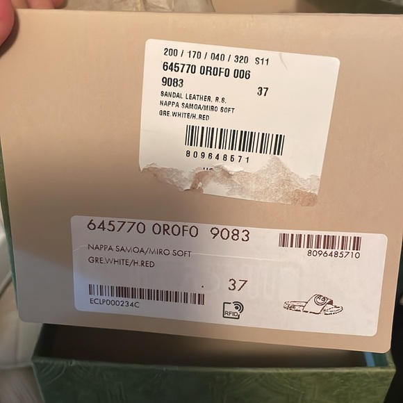 Gucci Nappa Miro Soft Calfskin Interlocking G Slide Sandals 37 White Red - Picture 5 of 7